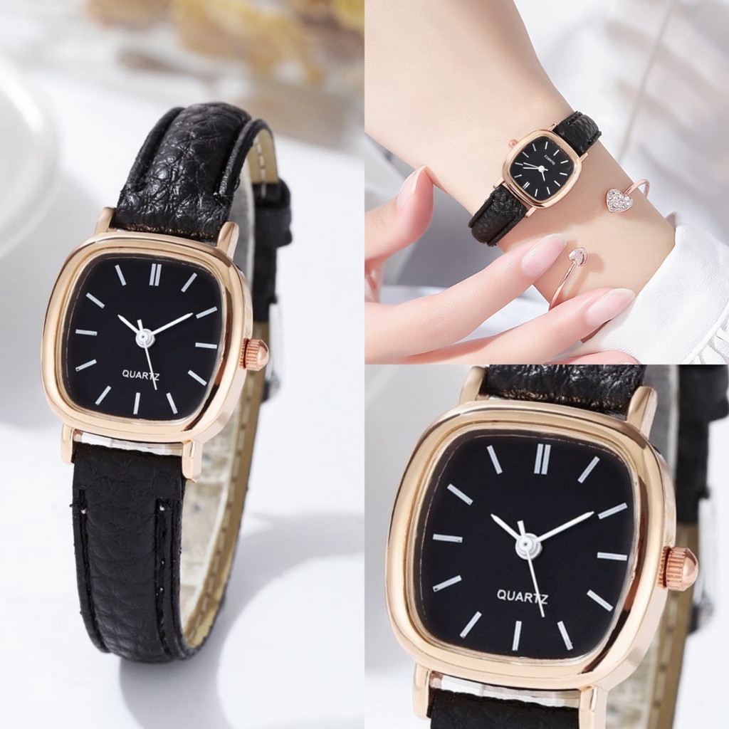 JAM TANGAN IMPORT WANITA DIAMETER KECIL KULIT HITAM FLAREA JAM113B5 KOREA FASHION REMAJA KEKINIAN CEWEK MURAH SIMPLE CASUAL ORIGINAL BRANDED