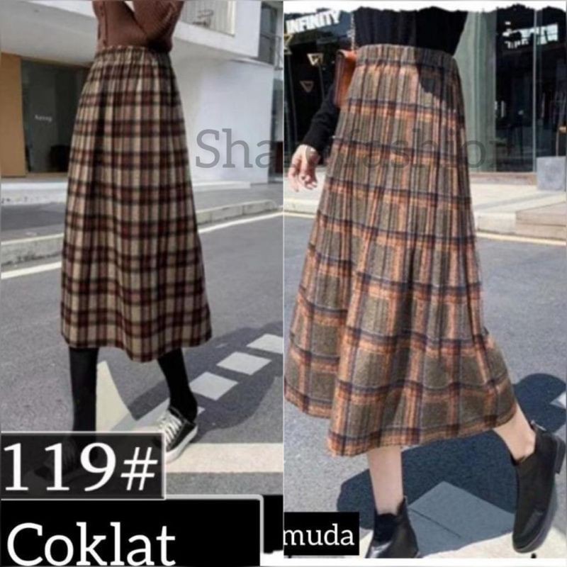 (Bisa COD) Rok midi import | Rok kotak midi | Rok midi lebar | Rok midi