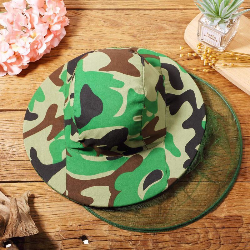 Topi Jaring Mancing Jaring Anti Nyamuk Lebah Pelindung Wajah Camouflage