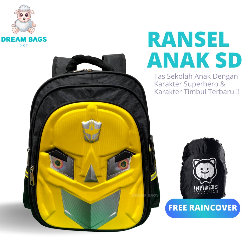 Tas Sekolah Mata Robot DB 8807 Size SD Tas Anak Import - Tas Sekolah Anak Laki Laki - Tas Sekolah anak Laki Sd - tas anak laki sd