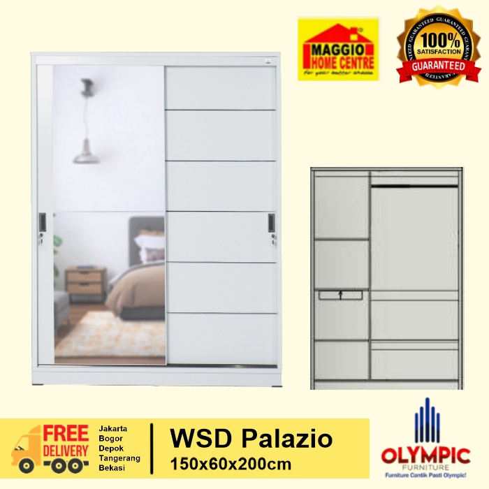 LEMARI PAKAIAN SLIDING 2 PINTU  - LEMARI PAKAIAN 2 PINTU SLIDING - WSD PALAZIO - OLYMPIC