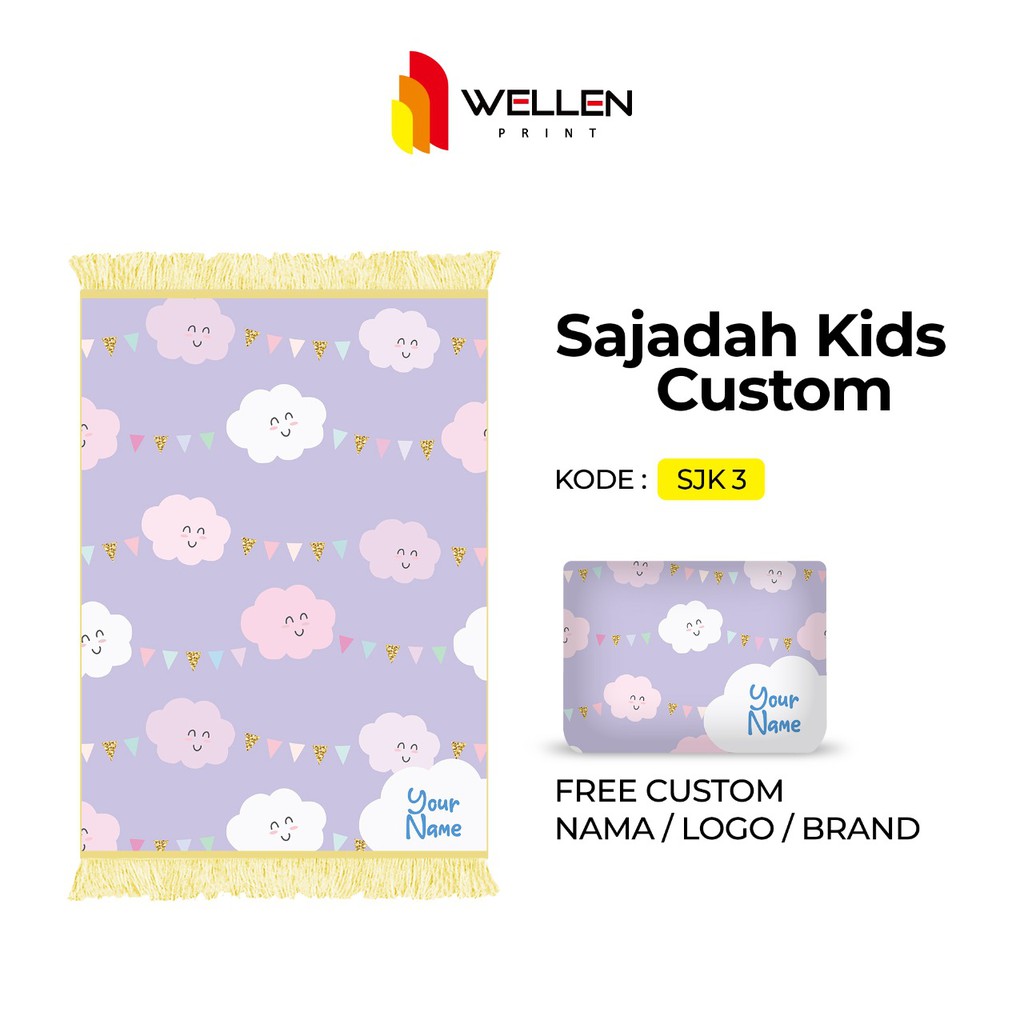 WELLEN PRINT - Sajadah custom print nama / cetak sajadah dan pouch ukuran kecil untuk anak-SJK 3