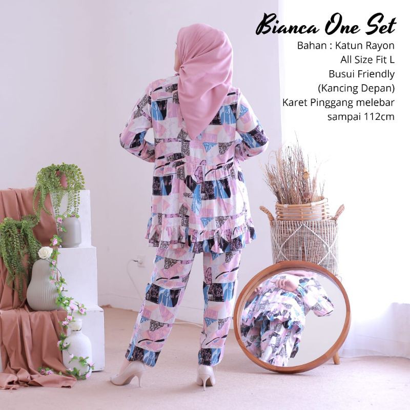 TERMURAHH!!! Piyama Dewasa Bianca One Set Setelan Bahan Katun Rayon Premium Nyaman Dipakai  BISA COD