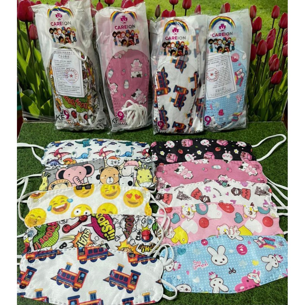 MASKER KF 94 ANAK ISI 10 KARAKTER CAREION CORAK MASKER KF94 ANAK KARAKTER  CARE ION MOTIF MIX