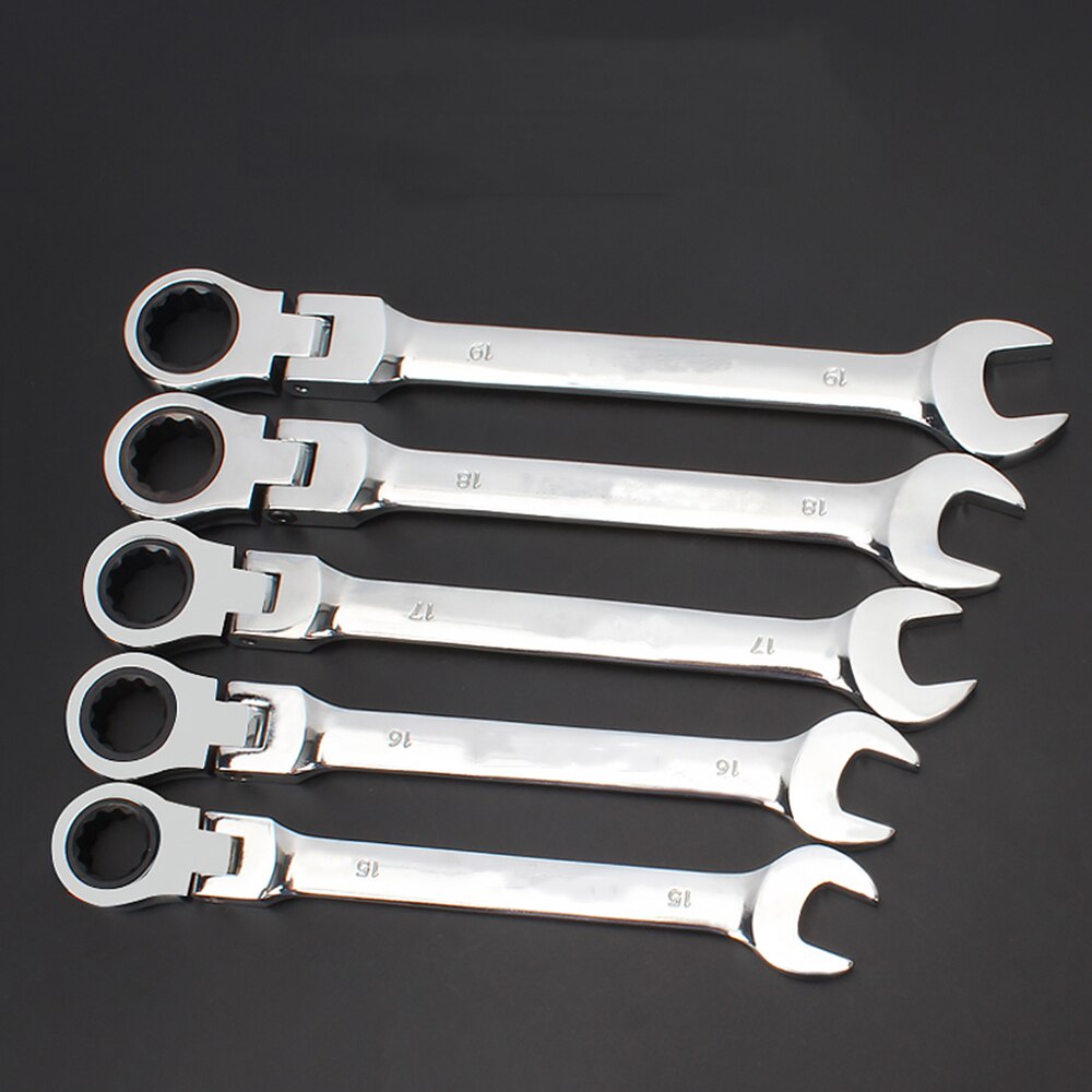 Kunci Pas Dual Head Flexible Head 8 - 10mm Combination Ratchet Wrench - Silver