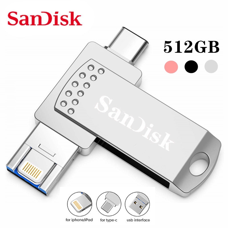 Flash Disk Usb Otg 3in1 Kapasitas 512gb Untuk Type-C/Iphone/Ipad