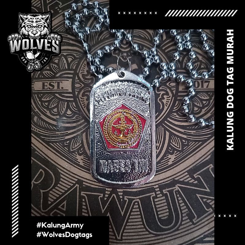 Kalung dogtag TNI / Kalung Keluarga Besar Mabes TNI / Dog tag / Kalung cor Mabes TNI desain bolak ba