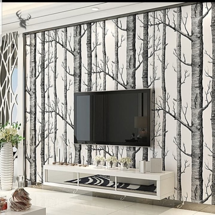 Wallpaper Sticker Dinding Pohon Ranting Hitam | bata | polos | bata 3D | salur pink