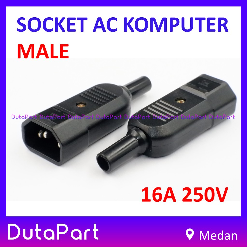 Socket AC MALE Komputer PC CPU Colokkan Jack JANTAN Power 16A 250VAC