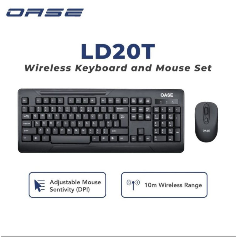 KEYBOARD OASE WIRELESS DAN MOUSE BLUETOOTH LD20T GARANSI RESMI 6 BULAN