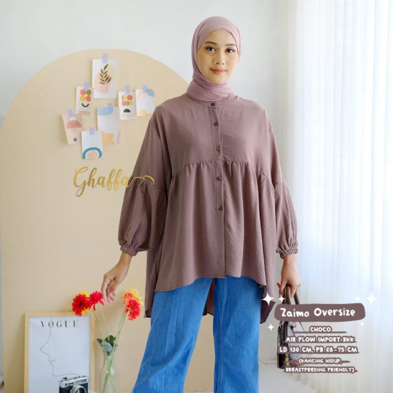 Oversize blouse modern / Zaimo oversize blouse polos by ghaffa the label / Blouse muslimah keren