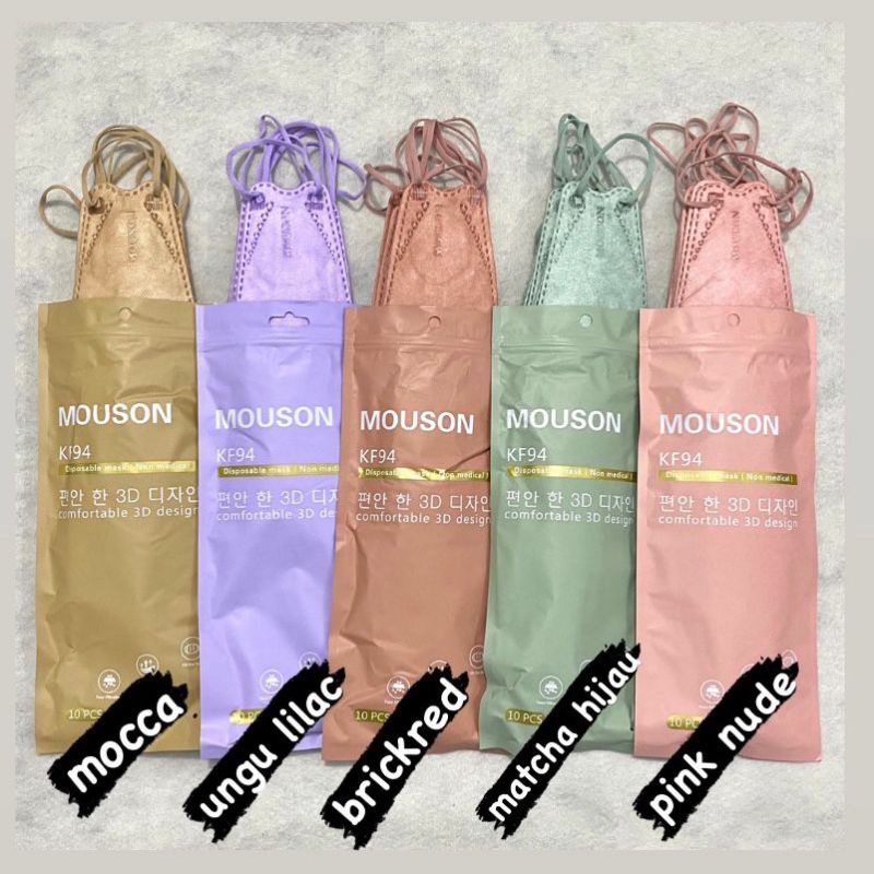 MASKER MOUSON KF94 (Tersedia warna mocca, ungu lilac, brickred, matcha hijau, pink nude)