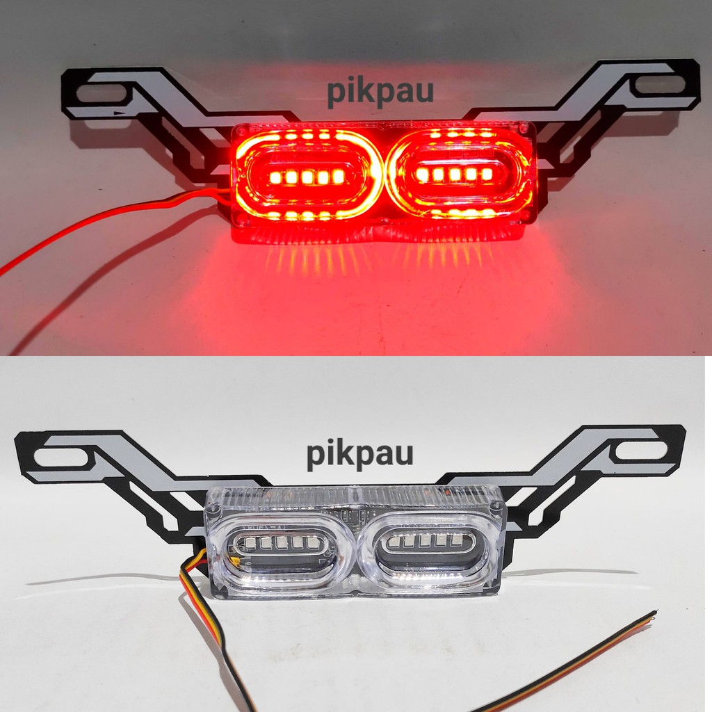 Lampu Stop Brecket Plat LED 2 Mode Rem Kedip Senja Gerak Bracket Plat Nomor