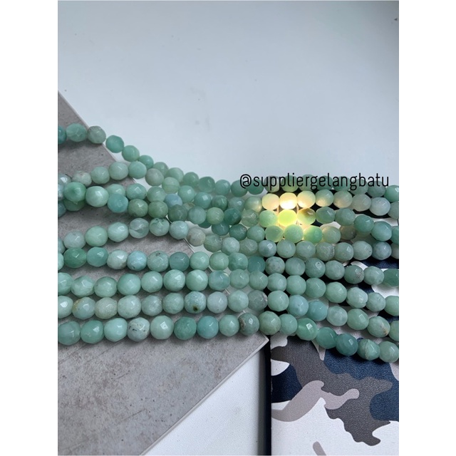 bahan Green Jade CUTTING 10mm renceng hijau putih batu gelang kalung craft kerajinan tangan etnik vintage bali