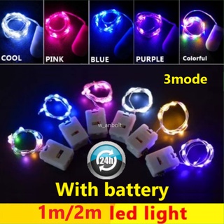 LAMPU LED KAWAT TUMBLR 1 dan 2 meter Lampu LED kawat Lampu Hias dekor bunga balon souvenir kado hiasan boneka FREE BATERAI