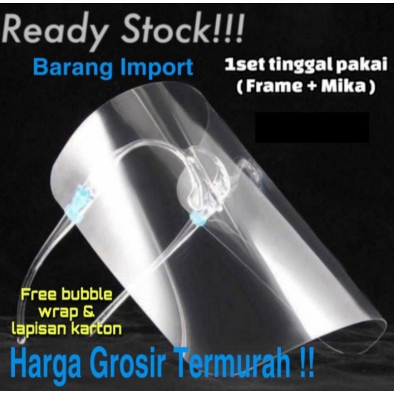 faceshield anti fog, anti virus, gagang kacamata