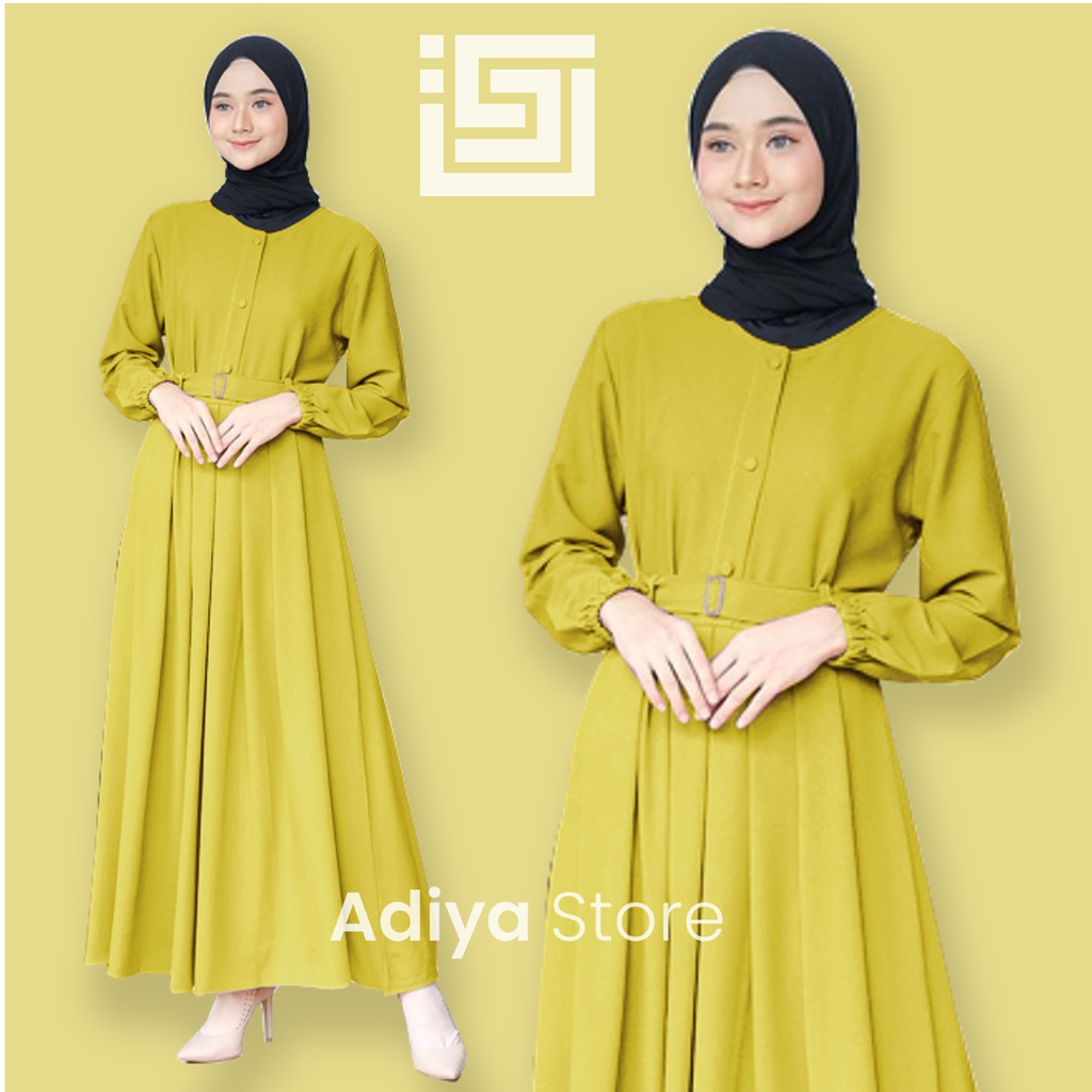 Gamis Wanita Remaja Dewasa Kekinian Lemon | Bahan Moscrepe Exclusive All Size Warna Lemon