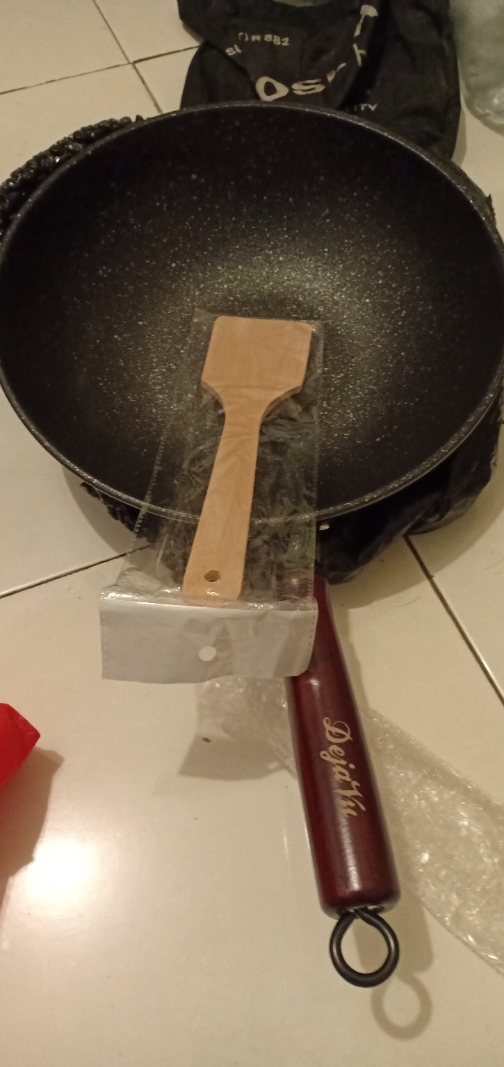 Dejavu Wajan Set Spatula Anti Lengket Keramik Marble Penggorengan Teplon Frying Panci Hpm101