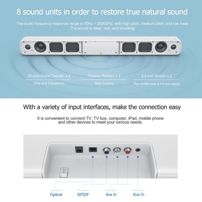 Mi TV Soundbar Wired Wireless Bluetooth HiFi Speaker Home Theater