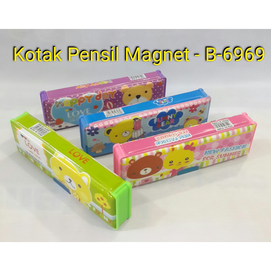 Tempat Pensil B 6969 2Magnet 2 Tingkat Kotak/Tempat Pensil termurah Souvenir.