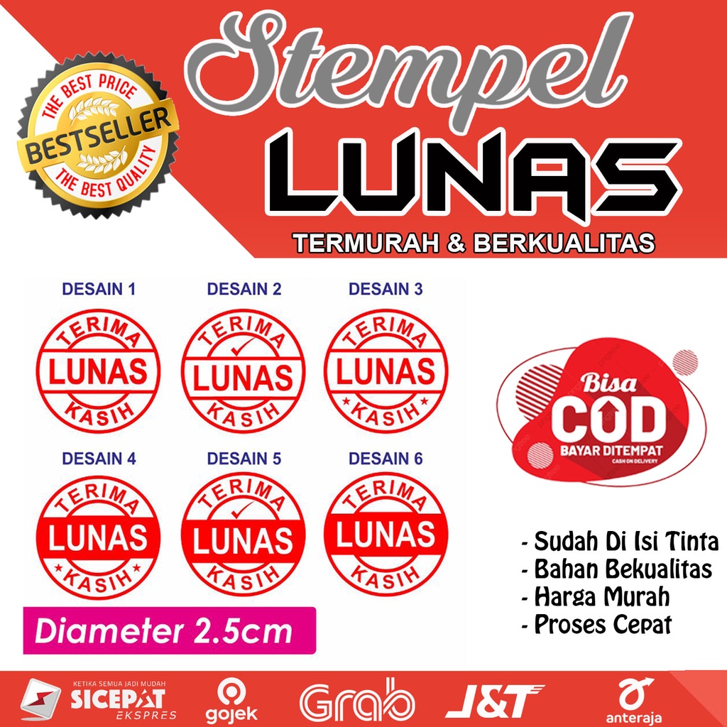 

STEMPEL LUNAS BULAT SATU WARNA UKURAN 2,3 BULAT