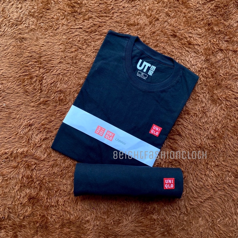 KAOS UNIQLO LOGO BORDIR PRIA WANITA LENGAN PENDEK/KAOS POLOS BRANDEED TEE UNIQLO UNISEX/KAOS OBLONG 