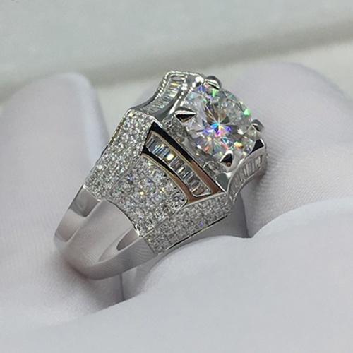 SAPPHIRE Cincin Bahan Sterling Silver 925 Dan Emas 18k Aksen Batu Safir Putih Ukuran 5-11 Untuk Pria