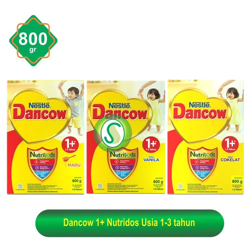 Dancow 1+ Susu Formula Anak Usia 1-3 tahun Rasa Madu / Coklat / Vanilla 800gr