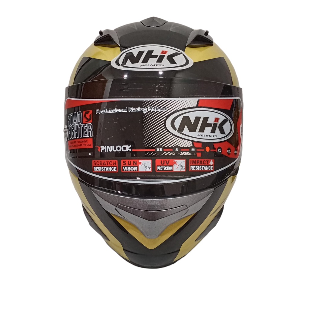 HELM FULL FACE NHK MOTIF RACE PRO X RIDE BLACK GOLD GLOSSY