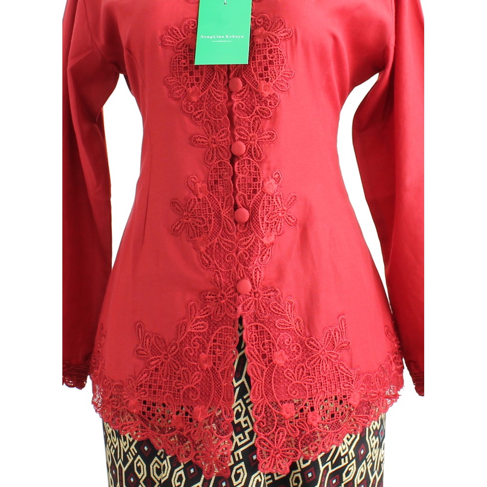 Kebaya Encim Merah Marun Bordir 759