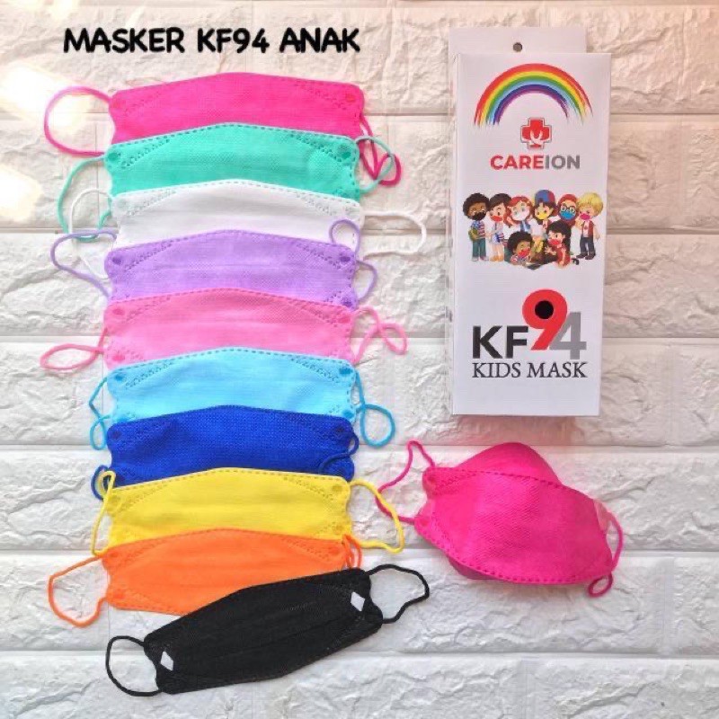 MASKER KF94 ANAK POLOS MIX WARNA CEWEK COWOK HITAM PUTIH ISI 5PCS 10PCS 20PCS