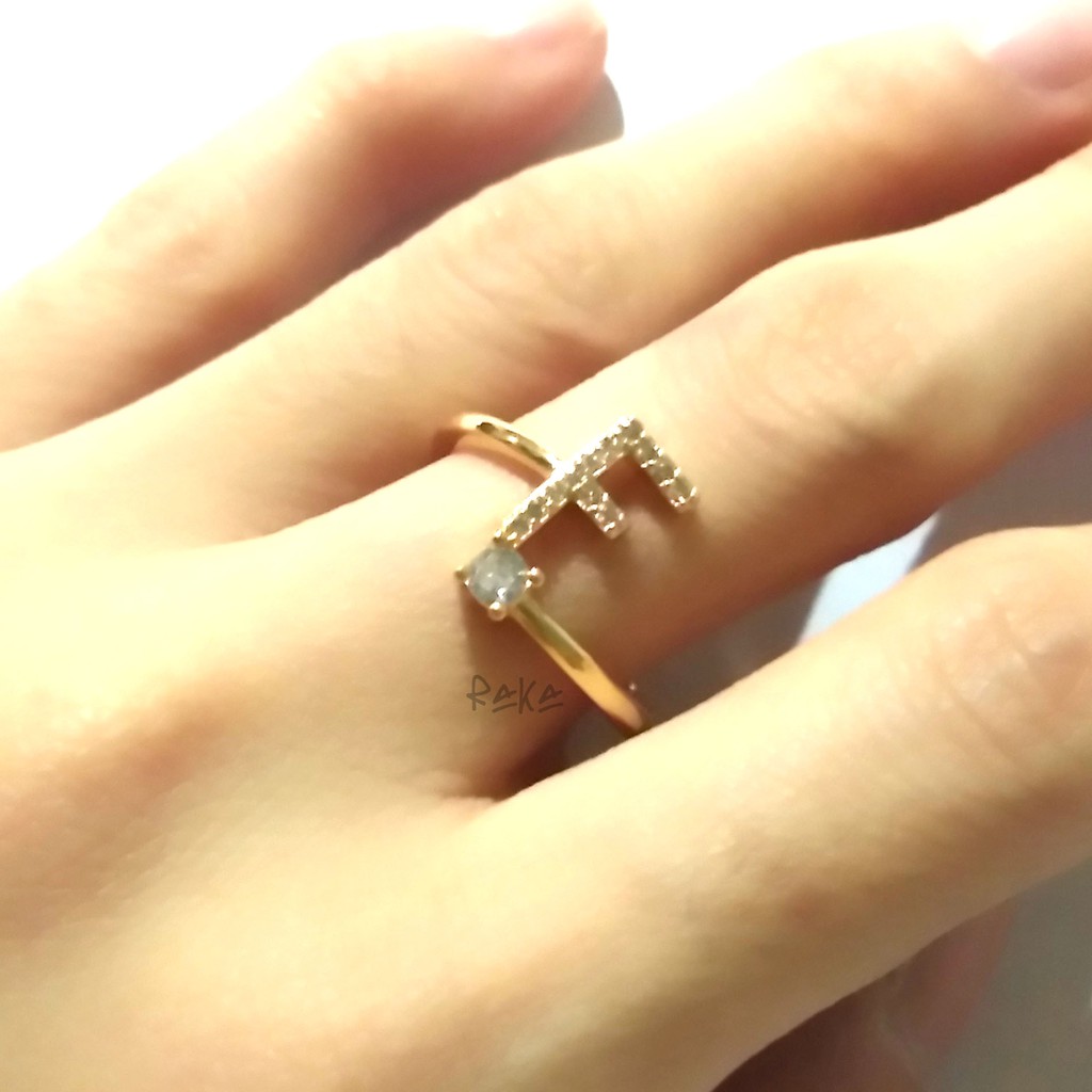 Raka Acc - Cincin Huruf / Abjad / Inisial Berlian Ring Xuping Gold / Emas Perhiasan Wanita