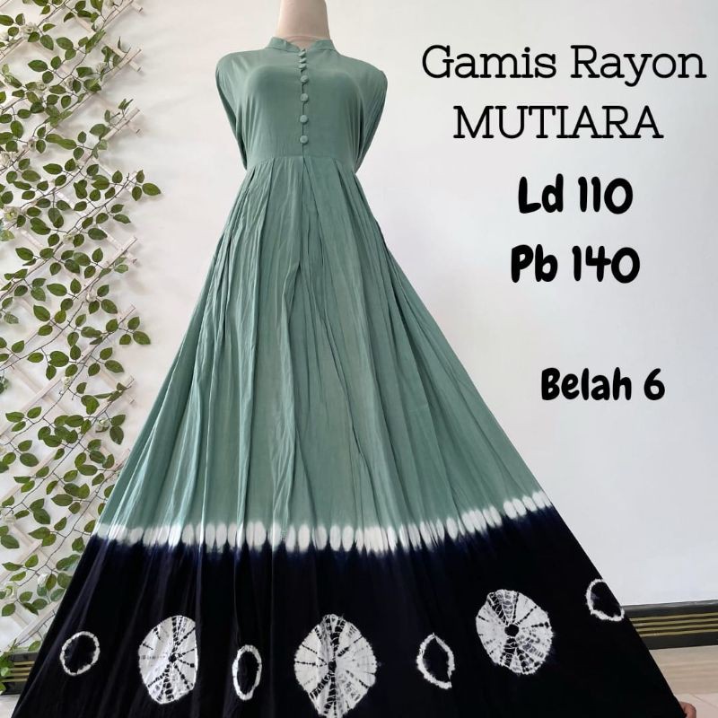 Gamis twill rayon candimekar warna hijau ld 110