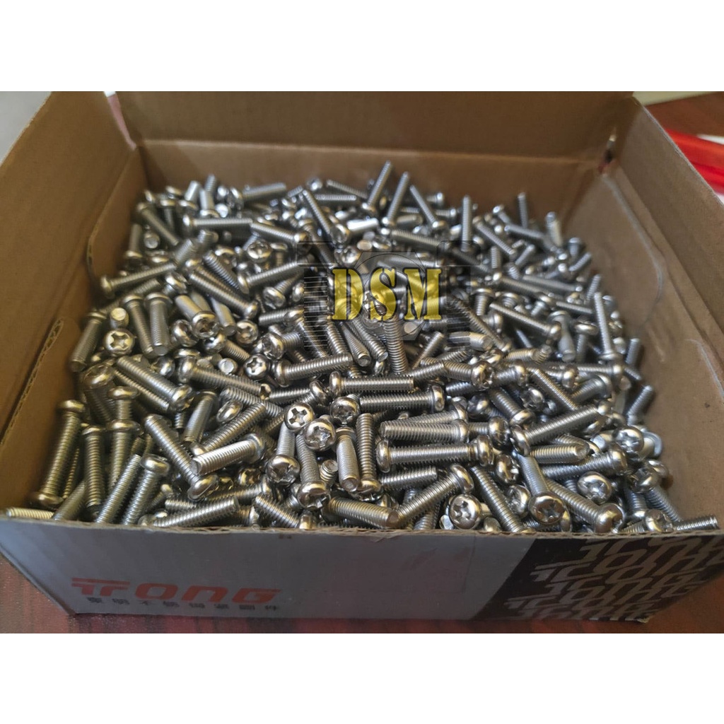 SS 304 / Baut JP M4x35 / Machine Screw Stainless M4 Kepala Obeng Bulat