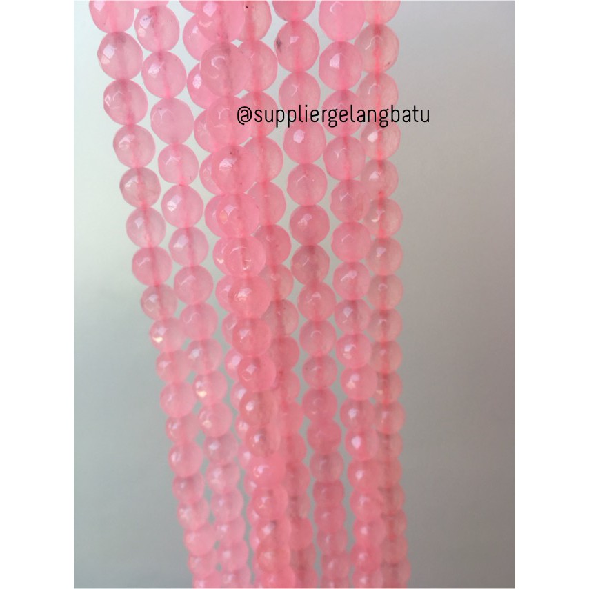 kristal rose quartz FACET 8mm CUTTING batu kuarsa stone healing crystal natural therapy mutiara