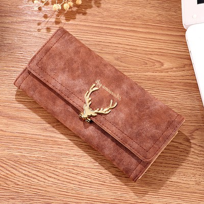 DOMPET PANJANG COKLAT WANITA MOTIF RUSA WA048B7 EVERLY KULIT KOREA IMPORT MURAH BRANDED PREMIUM ABG