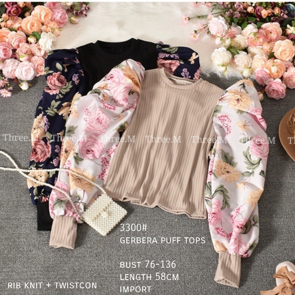 MDLV~3300# GERBERA PUFF TOPS// ATASAN LENGAN PANJANG // FASHION WANITA IMPORT