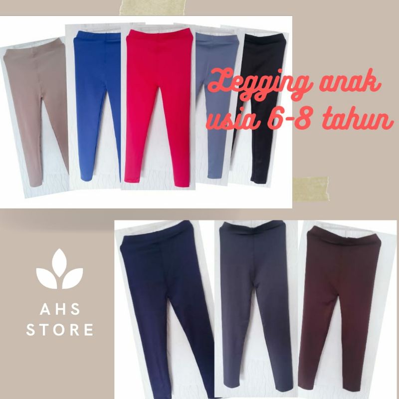 Legging Panjang polos anak 6 - 8 tahun bahan  Spandek Premium / celana panjang