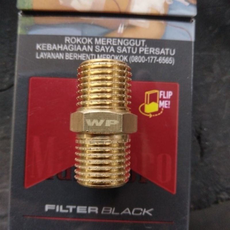 Baut Ulir Sambungan Pipa Air Kompresor 1/4" Adapter Full Kuningan Double Drat 27.5mm