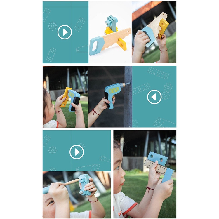 [BIG SALE] UMU Tool Belt Set - Wooden Toys - mainan pertukangan anak palu gergaji kayu STEM tool box - mainan kado natal anak