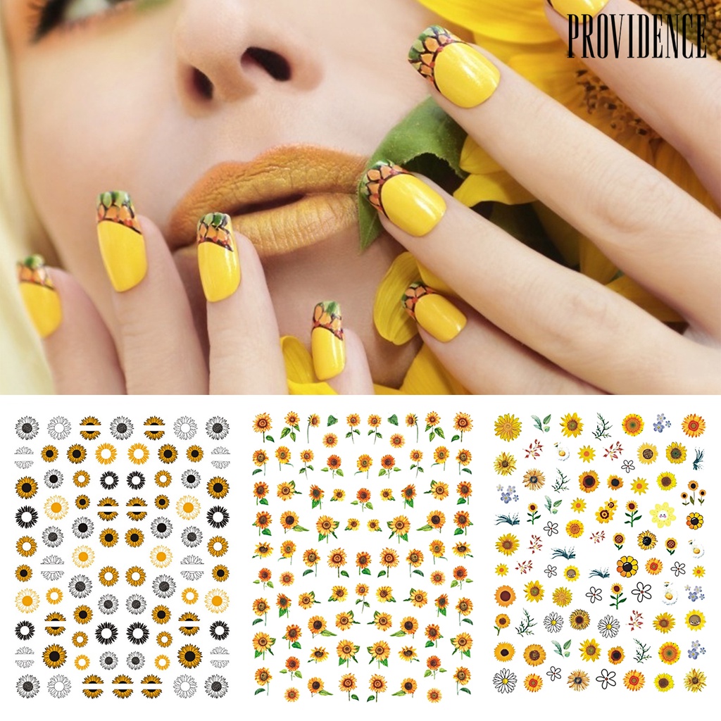 Providence Nail Sticker Sunflower Shape 3D Effect Ultra Thin Blossom Floral Nail Art Water Decals for Female