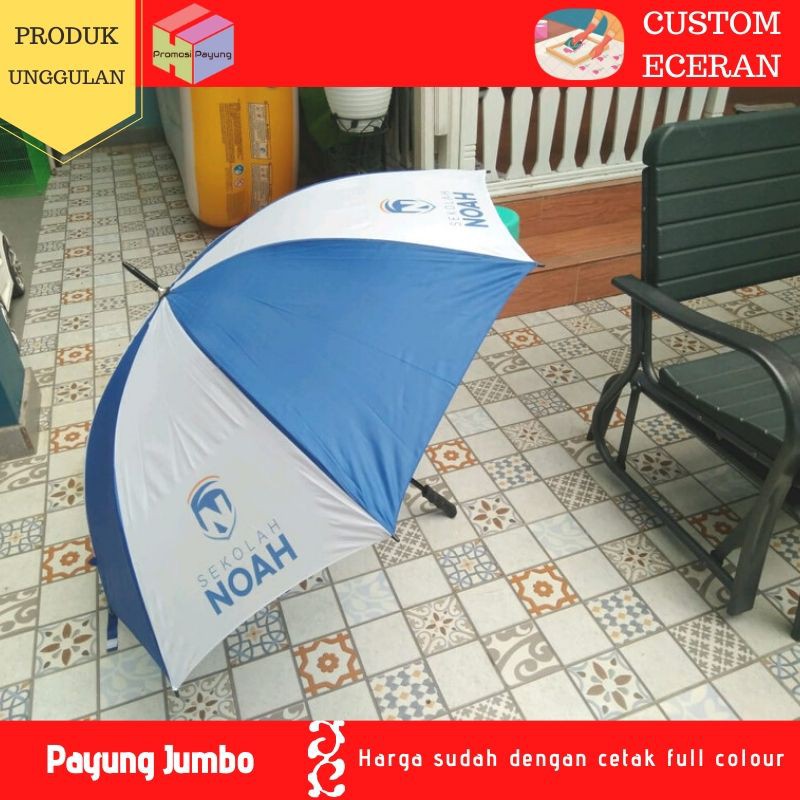 [ payung custom eceran ] payung jumbo besar golf cetak gambar bebas logo tulisan custom digital