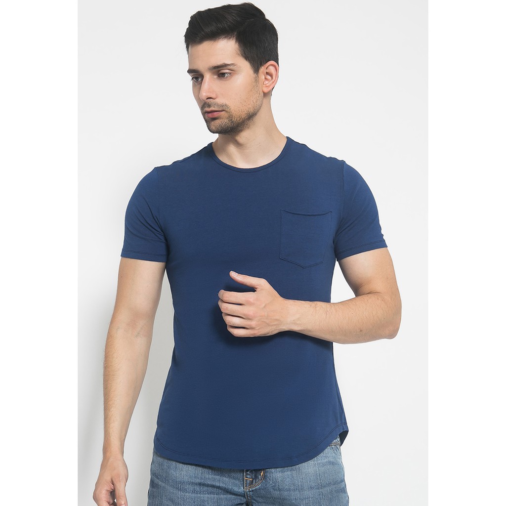 Johnwin - Kaos The One Tshirt - Longline Spandex - Roundneck Kantong - FTS.622.M001.02.CSS