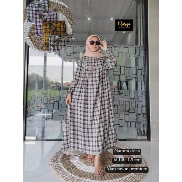 MIDI DRES KOTAK RAYON PREMIUM LD.110-120CM