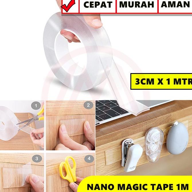 

NANO MAGIC TAPE 3CM X 1METER DOUBLE TAPE NANO MAGIC TRANSPARANT BENING modmark98 Ayo Beli