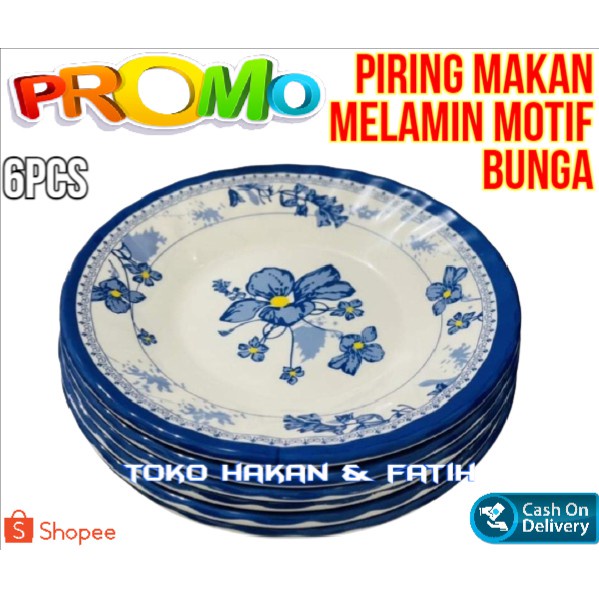 PROMO~6 PCS / 12 PCS / 1 LUSIN PIRING MAKAN MELAMIN MOTIF BUNGA /CANTIK DAN INDAH BISA COD BAYAR DITEMPAT~FMS