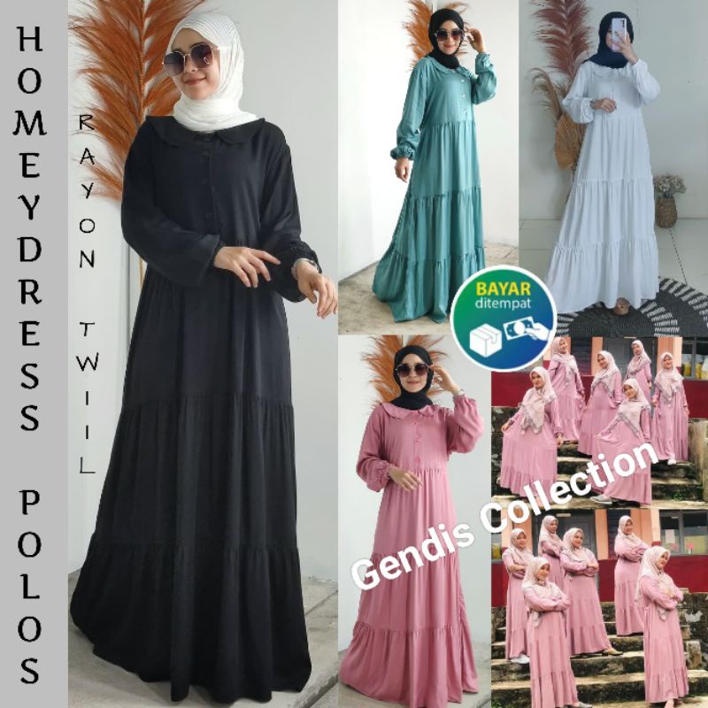 Gamis Remaja Kekinian GENDIS COLLECTION Gamis HOMEY DRESS Polos busuy Muslim Jumbo LD 120cm DRESS WA
