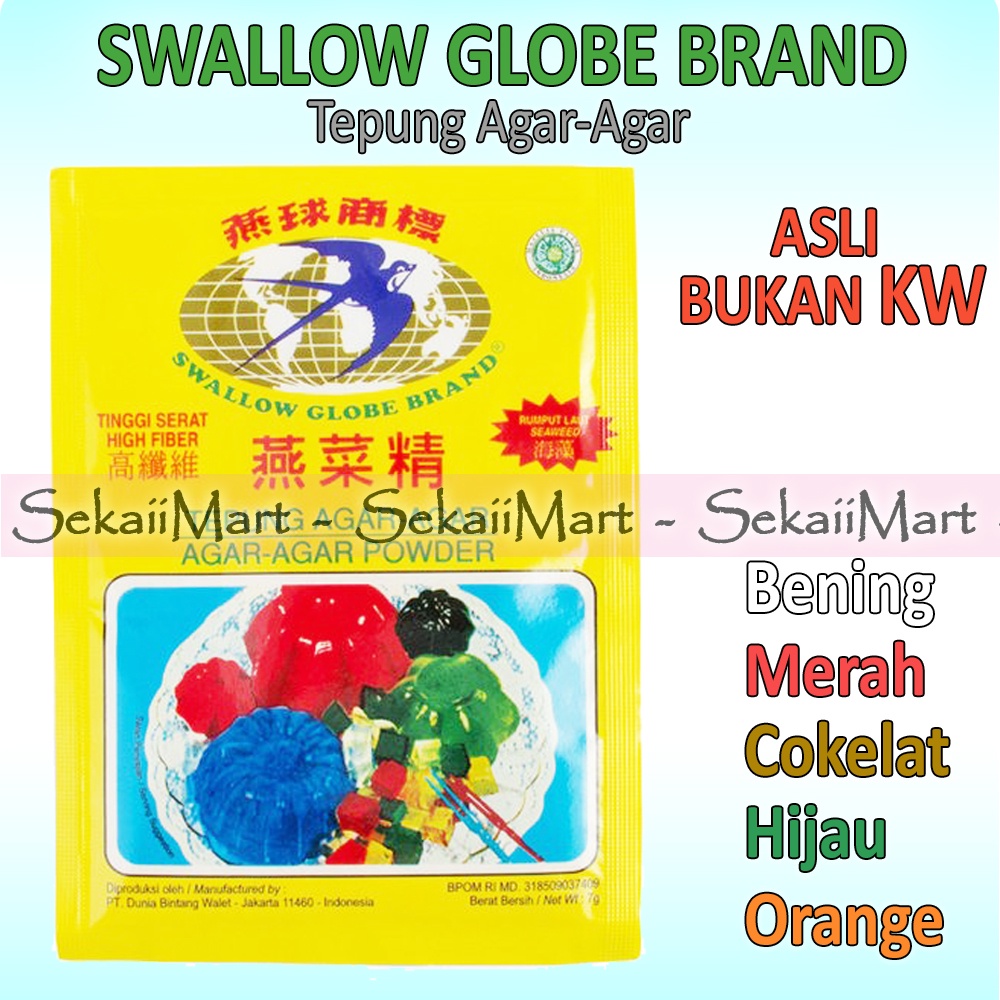 

SWALLOW GLOBE BRAND Tepung Agar-Agar Semua Warna - SGB Walet All Color Agar Powder