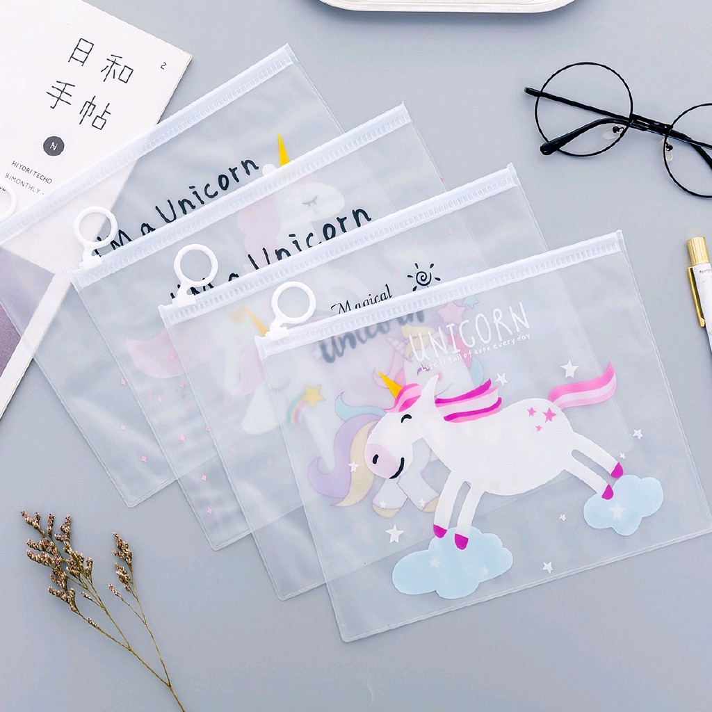 Tempat Pensil Unicorn Transparan Model Korea (b36k)