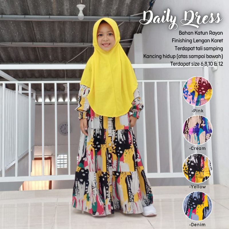 New-Gamis Anak Motif/Busana Muslimah_Daily Dress Kids_Bahan Katun Rayon Premium_Nyaman dipakai